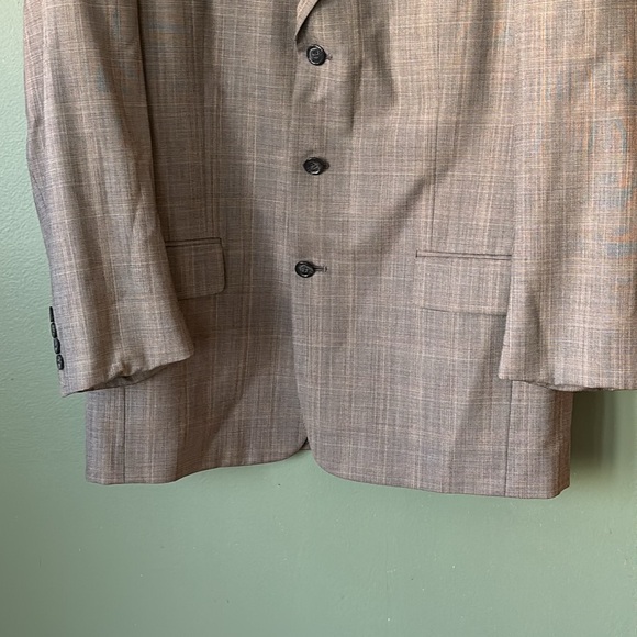 Men’s Jos A Bank Sz 42S 4 buttons cuff vintage grey plaid business blazer top - Picture 4 of 12